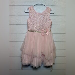 Jona Michelle Girls Pink Sequin Dress with Bow